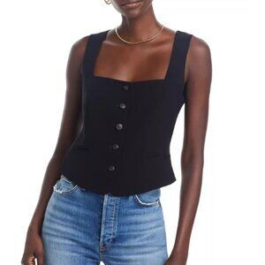 Rag & Bone size 6 Mariana Crepe Vest Top Black Square Neck Sleeveless NEW